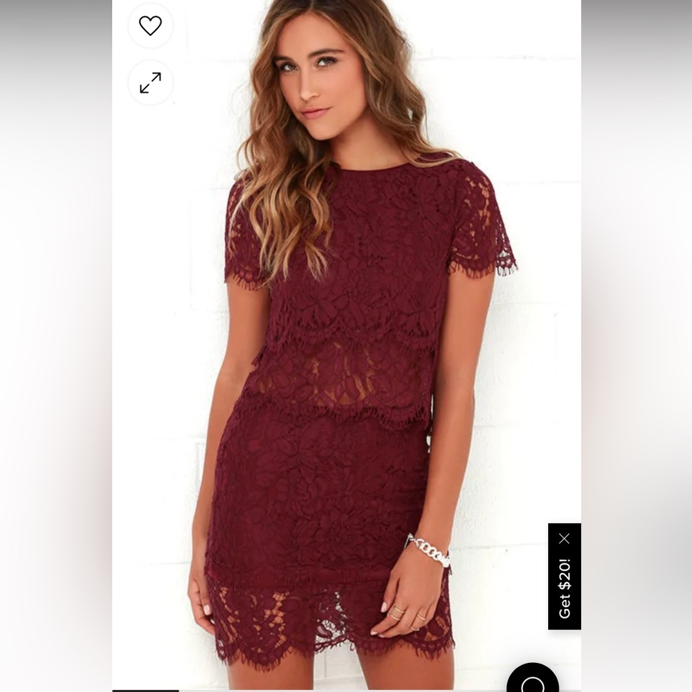 Lulus NAVY Lace Two Piece Dress, Size M